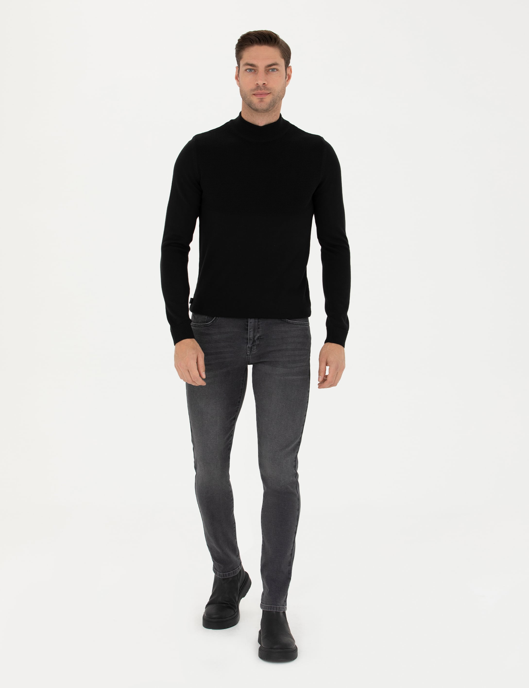 Antrasit Slim Fit Jean Pantolon - Image 1