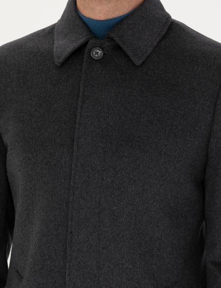 Antrasit Yün Karışımlı Slim Fit Kaşe Kaban - 50270888029
