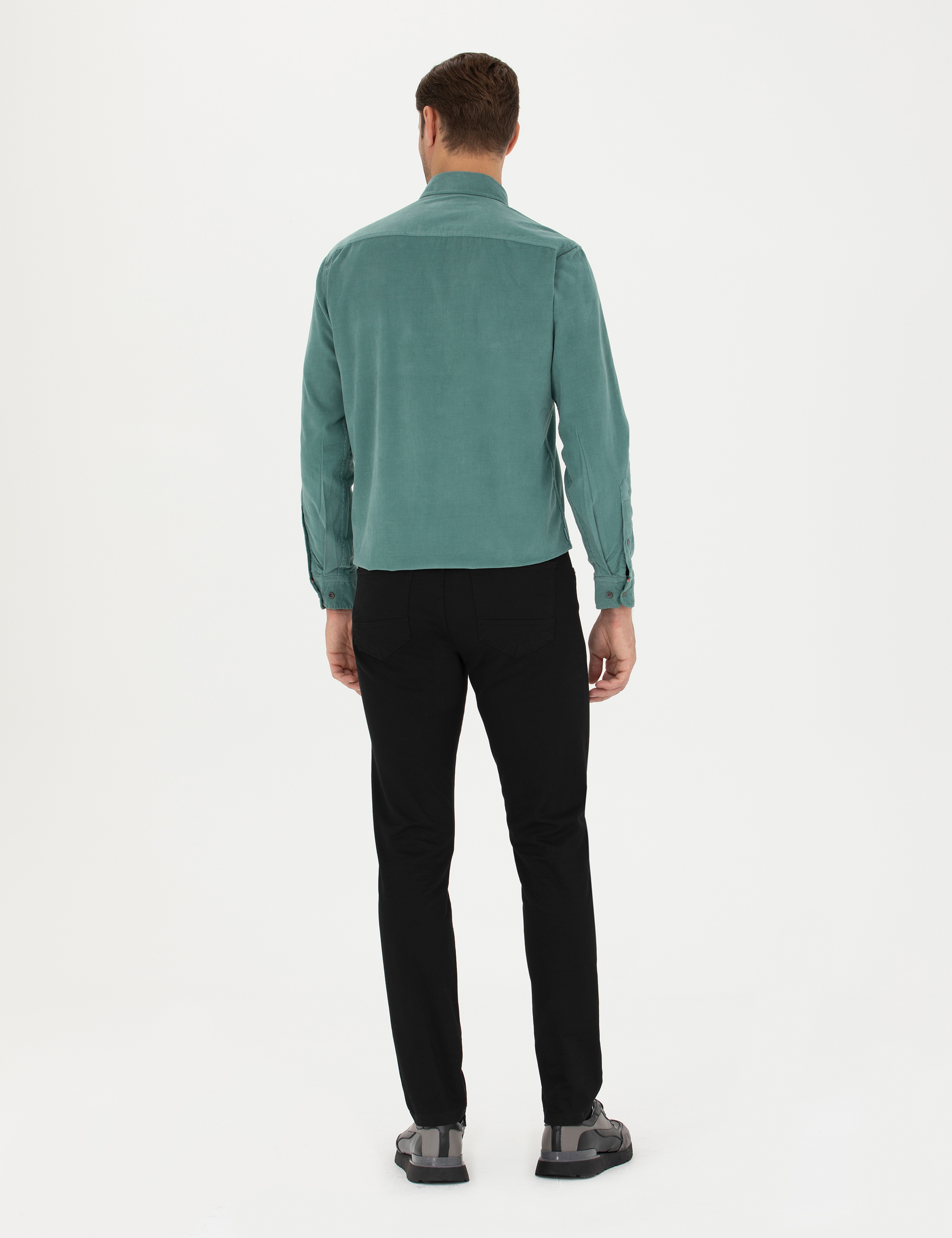 Siyah Slim Fit Kanvas Pantolon - Image 4