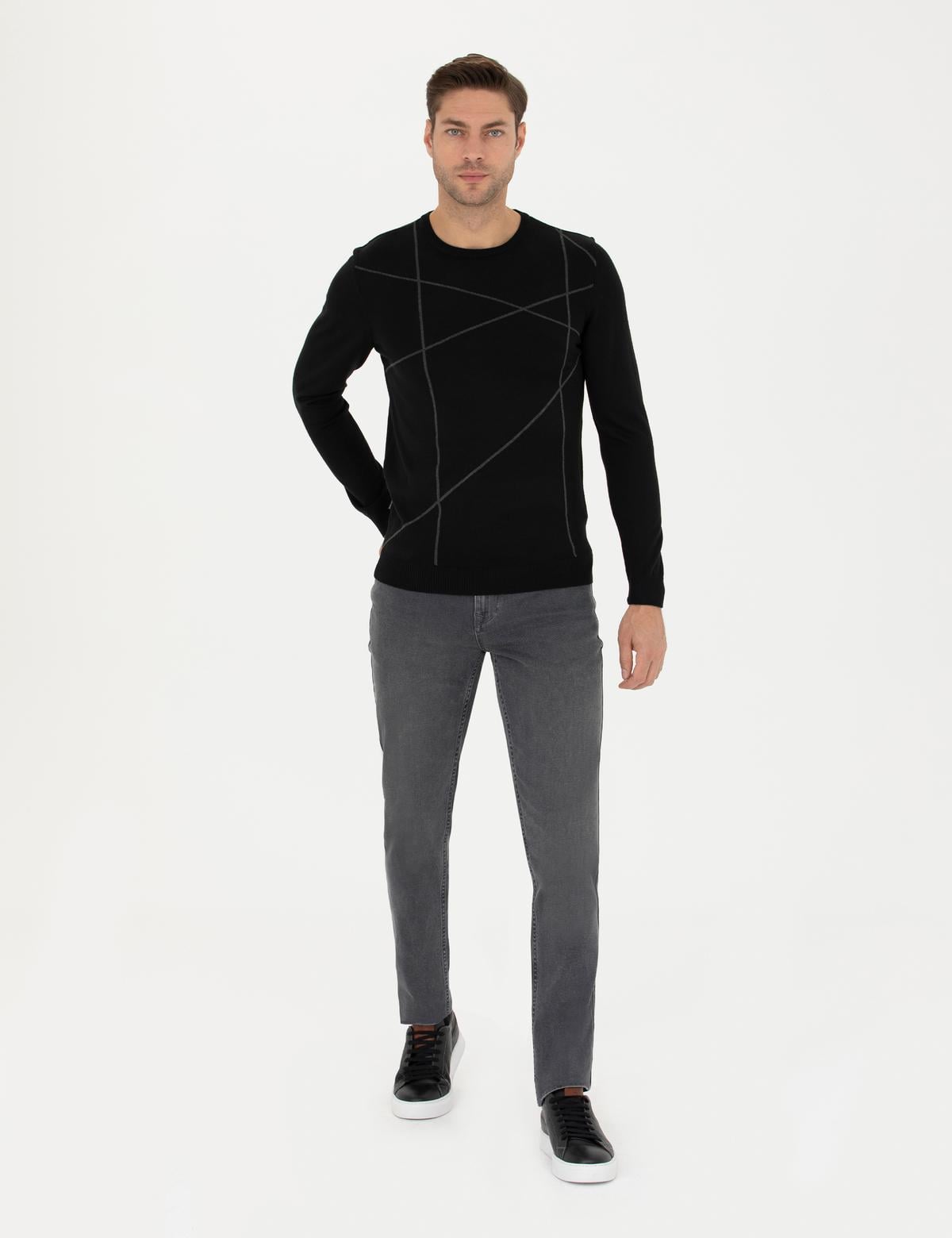 Gri Straight Fit Jean Pantolon