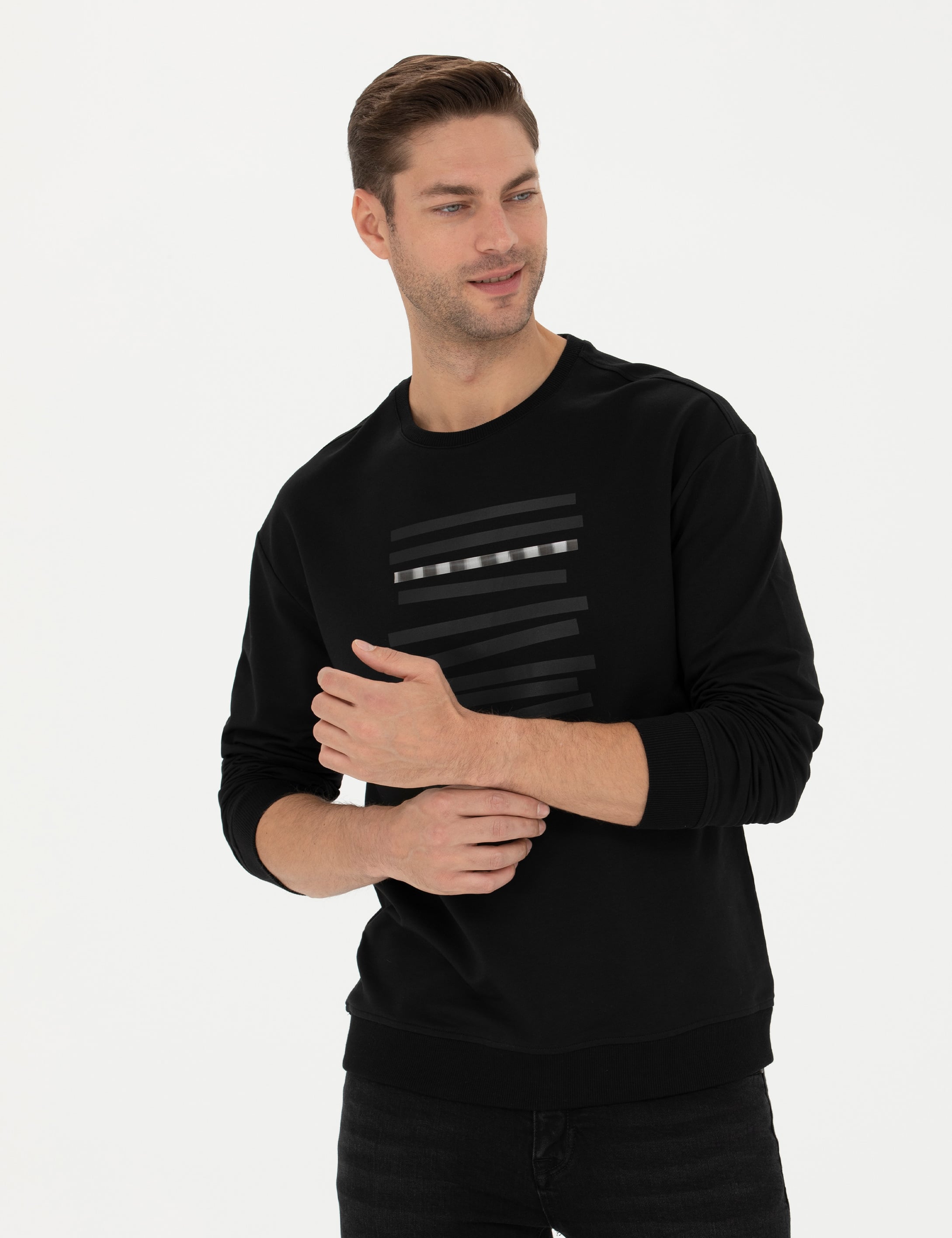 Pierre Cardin Siyah Regular Fit Sweatshirt görsel 3