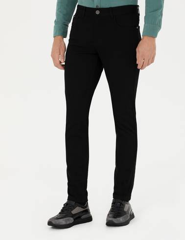 Siyah Slim Fit Kanvas Pantolon