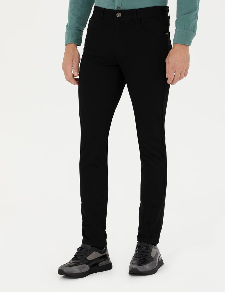 Siyah Slim Fit Kanvas Pantolon