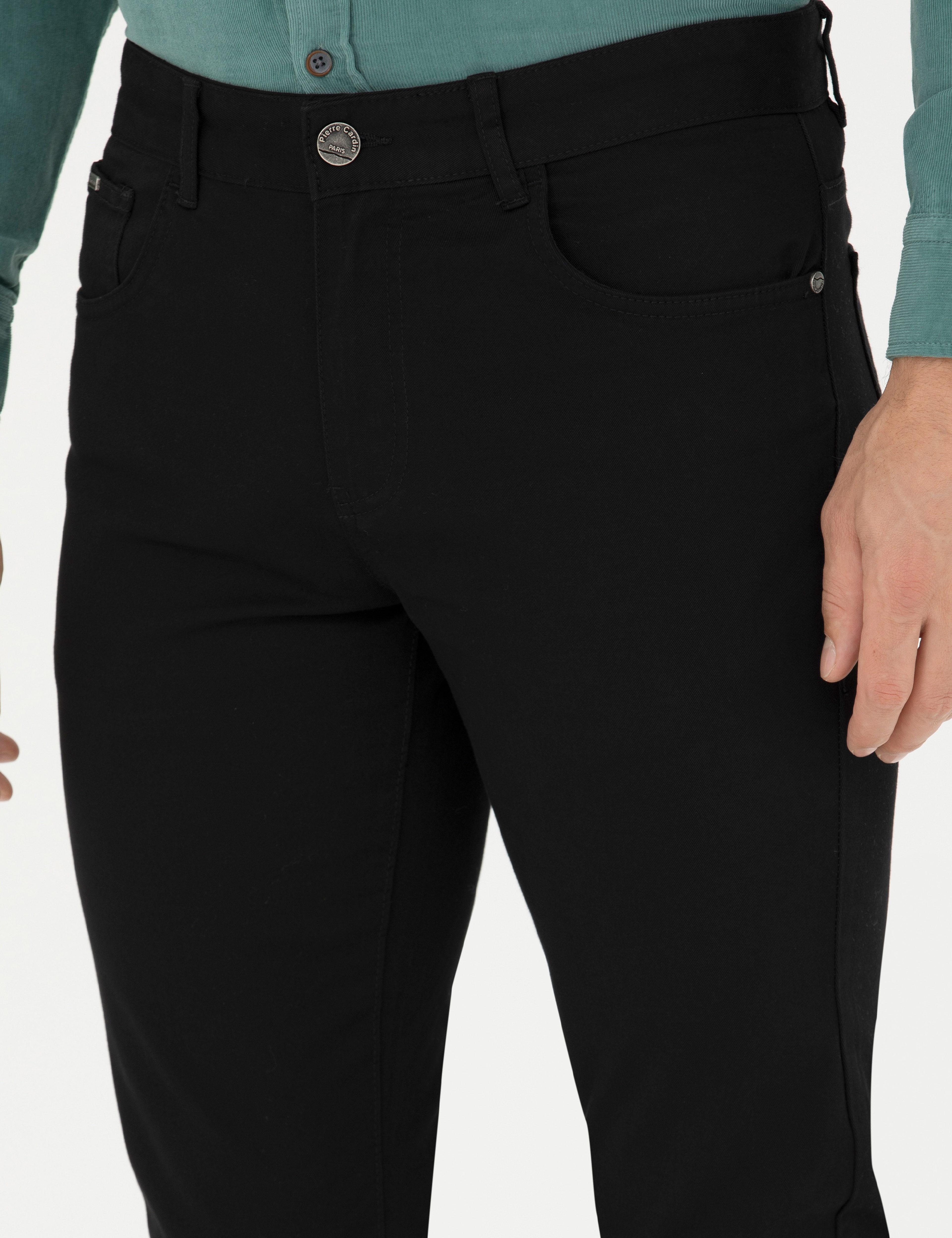 Siyah Slim Fit Kanvas Pantolon
