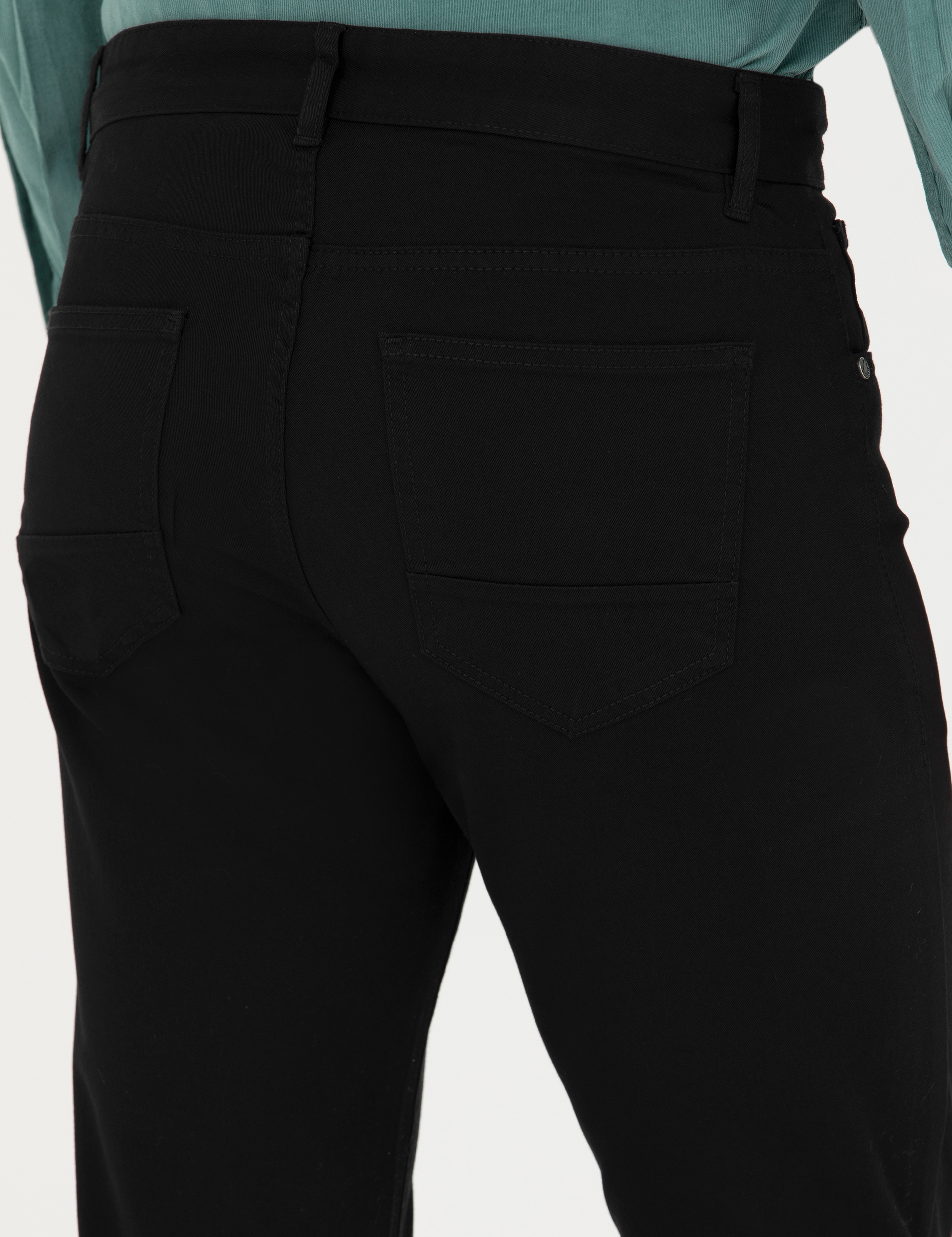 Siyah Slim Fit Kanvas Pantolon - Image 7
