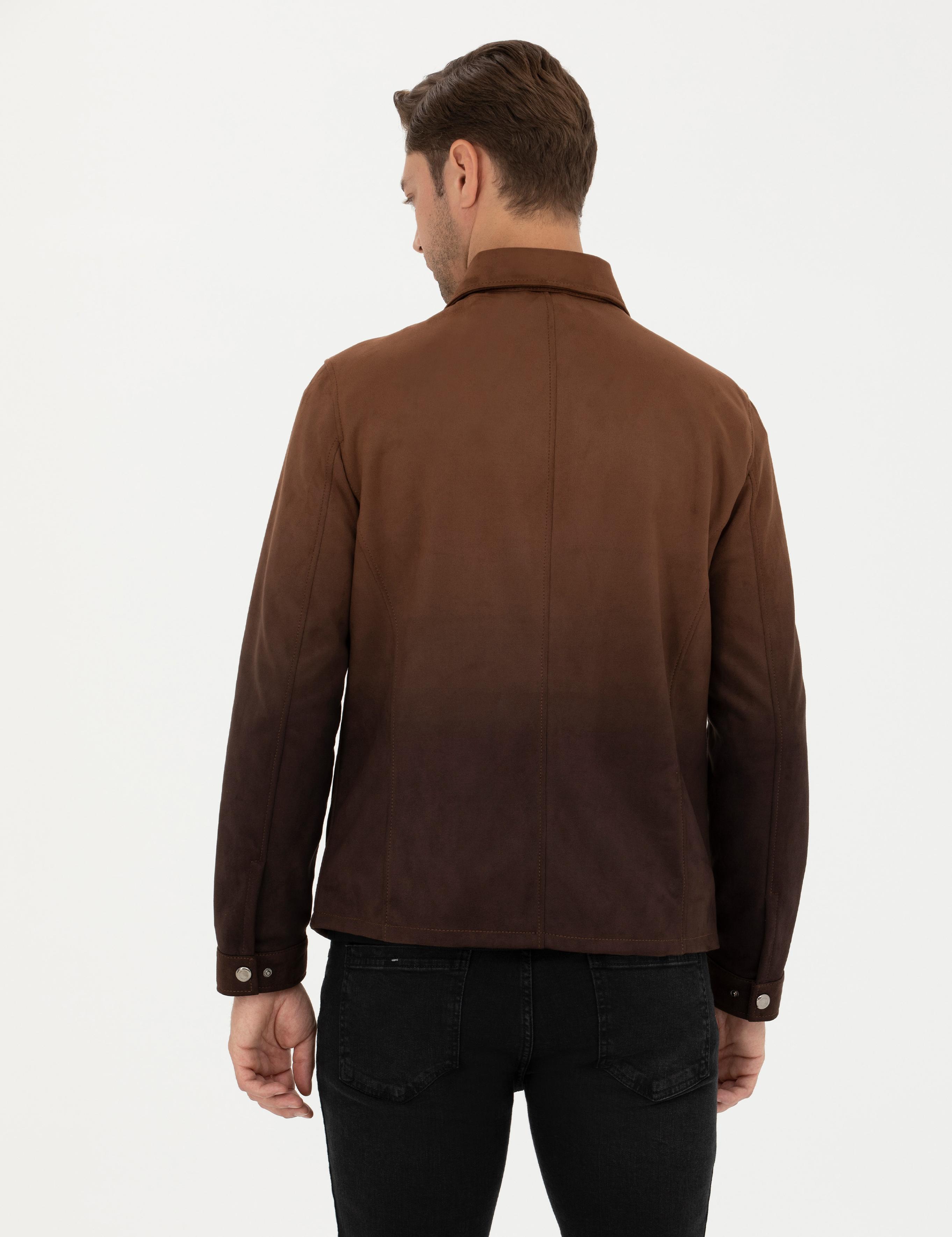 Kahverengi Suni Deri Ceket