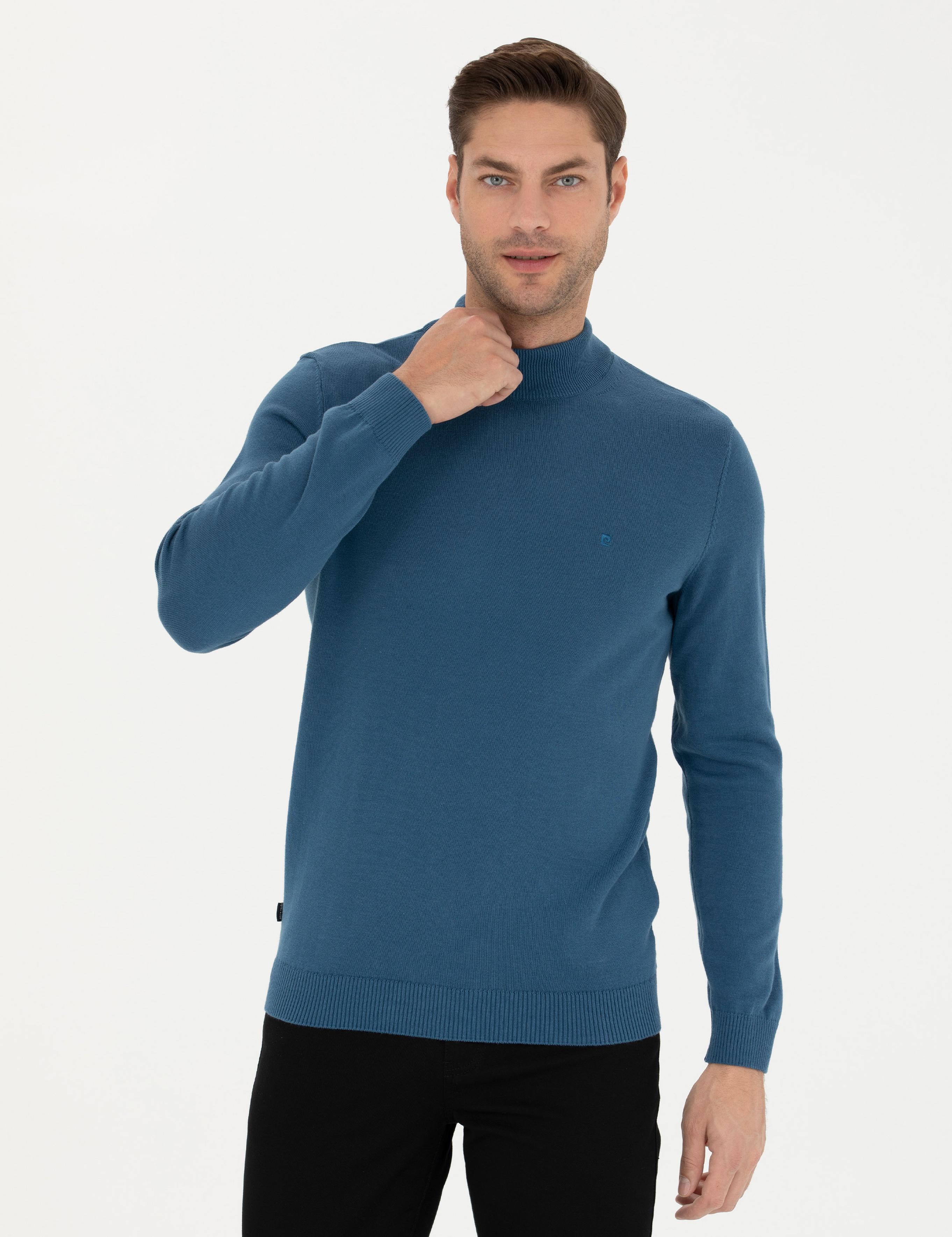 Kobalt Slim Fit Yarım Balıkçı Yaka Basic Triko Kazak