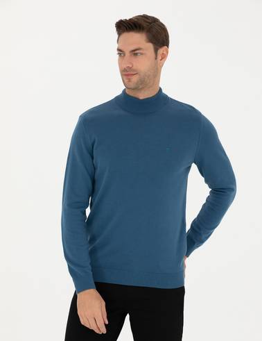 Kobalt Slim Fit Yarım Balıkçı Yaka Basic Triko Kazak