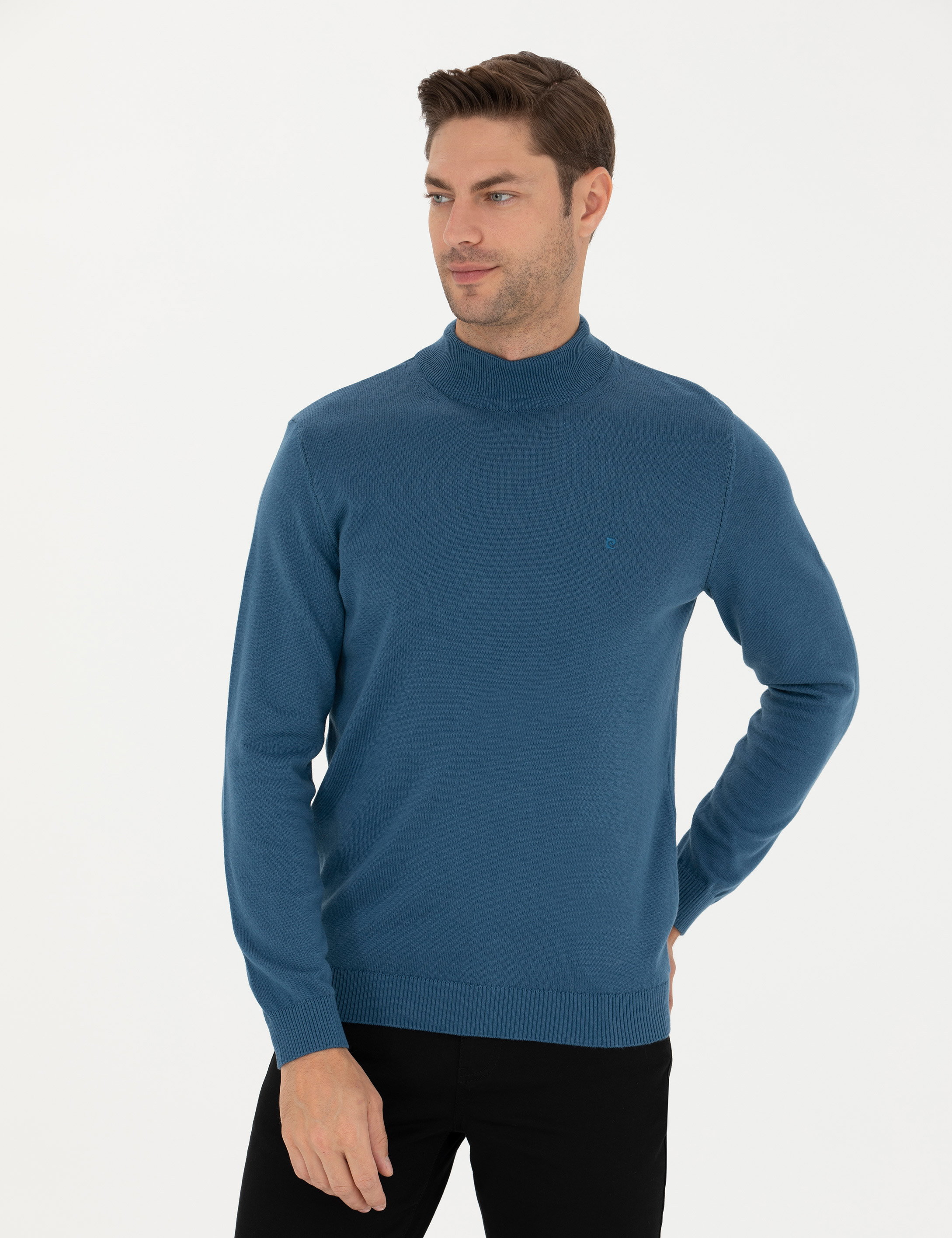 Kobalt Slim Fit Yarım Balıkçı Yaka Basic Triko Kazak