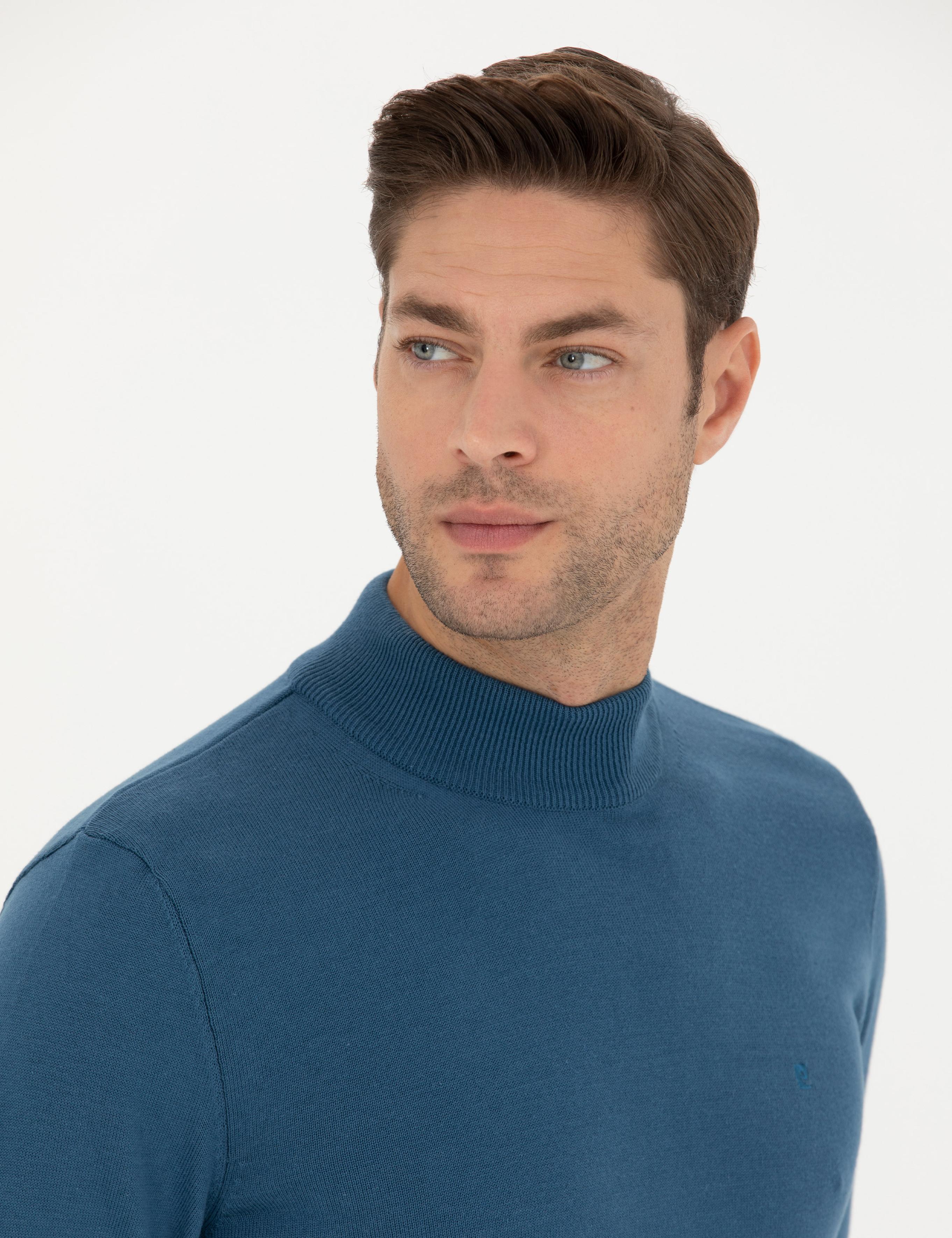 Kobalt Slim Fit Yarım Balıkçı Yaka Basic Triko Kazak