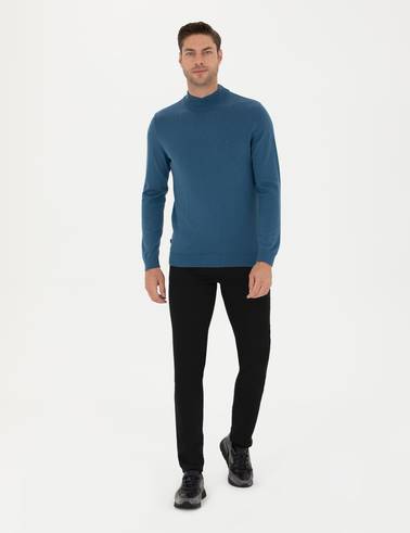 Kobalt Slim Fit Yarım Balıkçı Yaka Basic Triko Kazak
