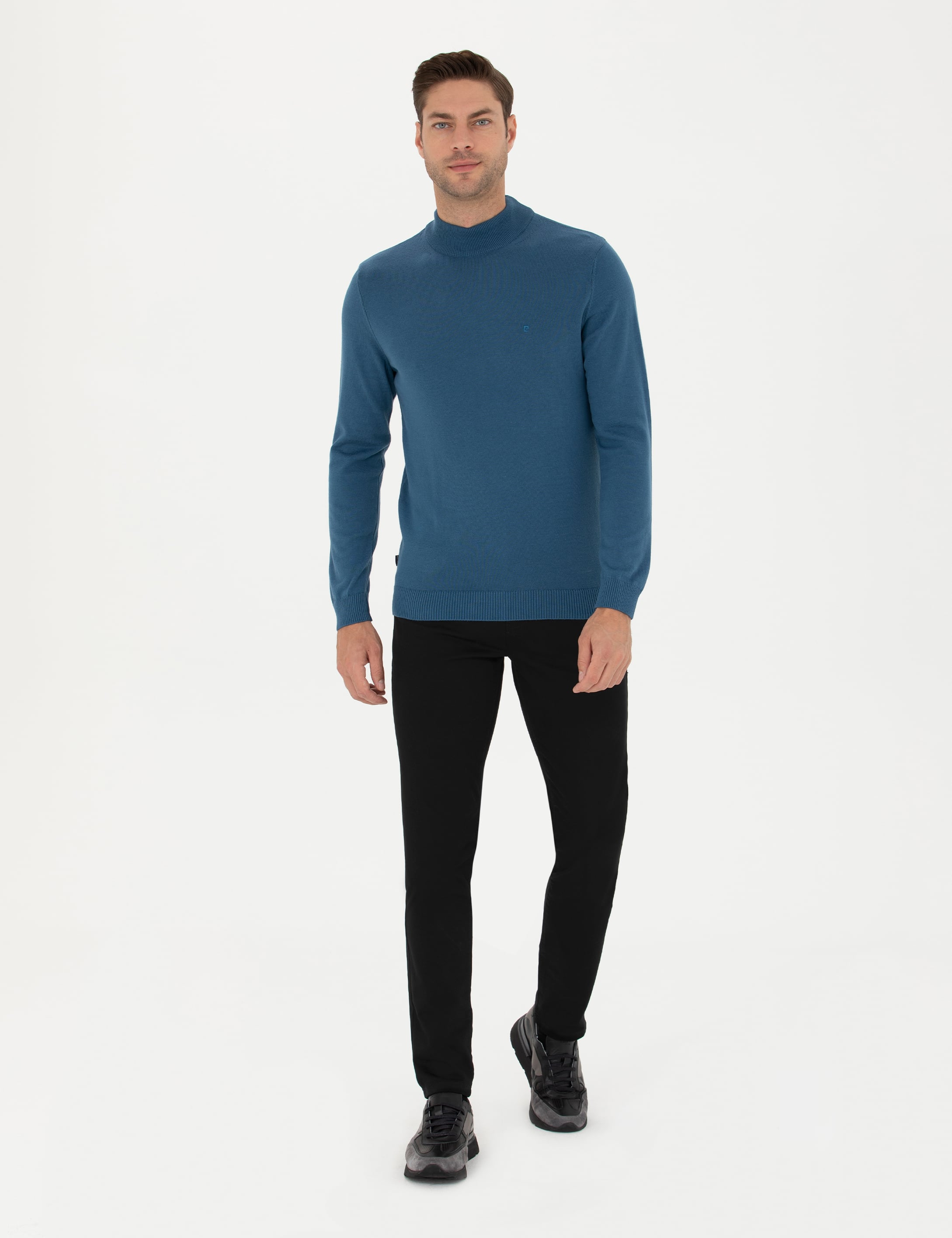 Kobalt Slim Fit Yarım Balıkçı Yaka Basic Triko Kazak