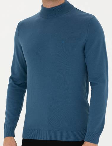 Kobalt Slim Fit Yarım Balıkçı Yaka Basic Triko Kazak