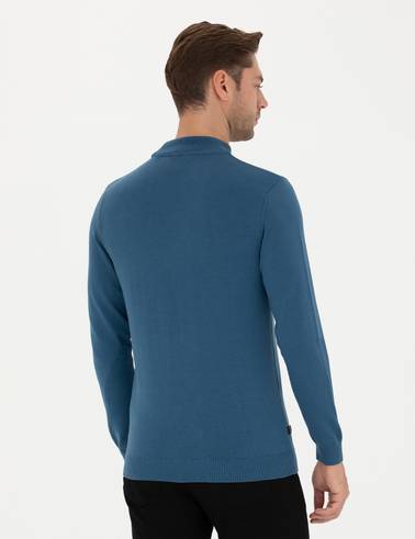 Kobalt Slim Fit Yarım Balıkçı Yaka Basic Triko Kazak