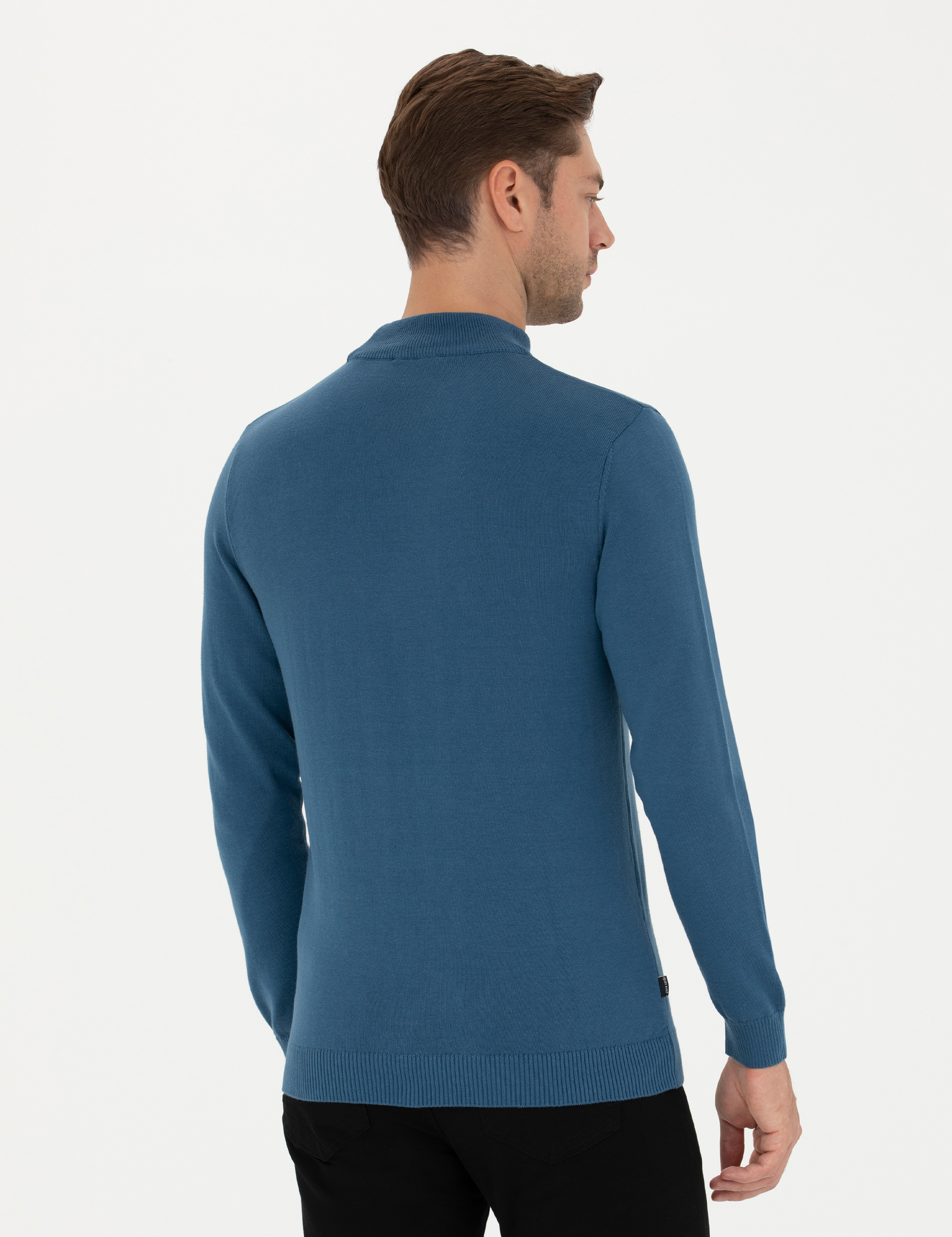 Kobalt Slim Fit Yarım Balıkçı Yaka Basic Triko Kazak - Image 5