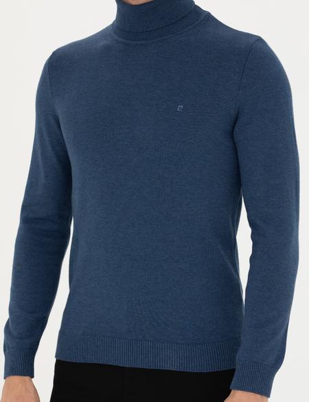 İndigo Melanj Slim Fit Balıkçı Yaka Basic Triko Kazak - 50276162051