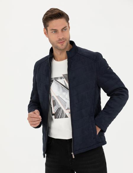 Lacivert Suni Deri Ceket - 50280257002