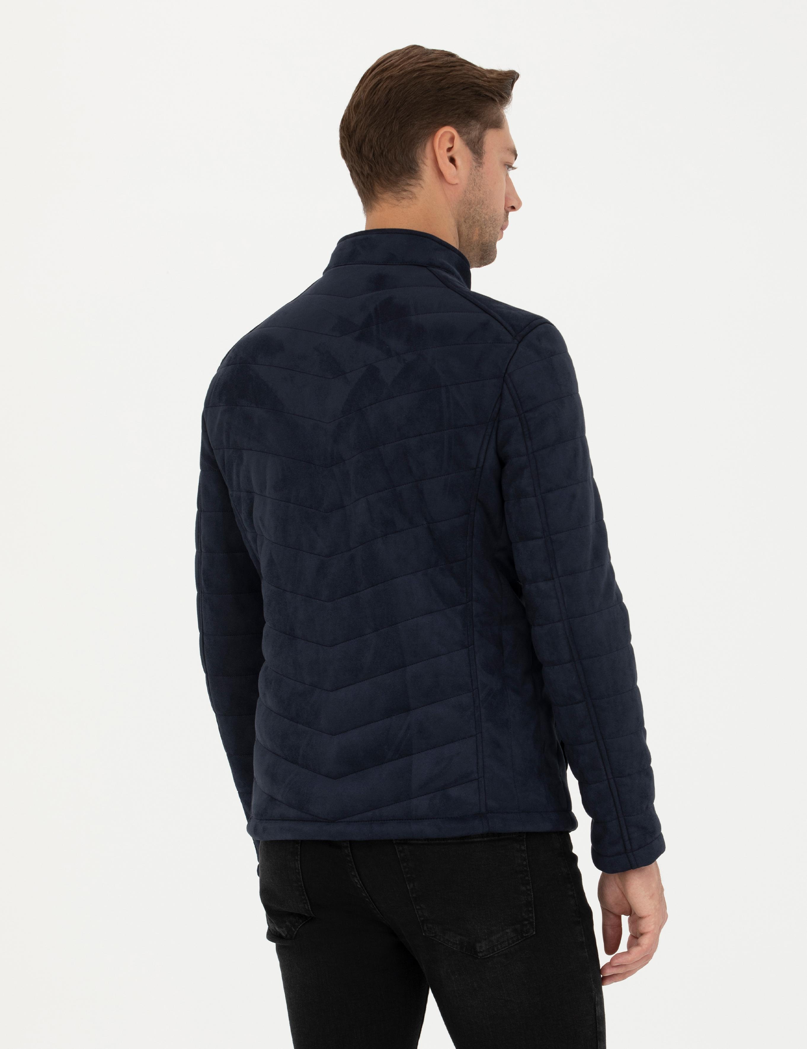 Lacivert Suni Deri Ceket