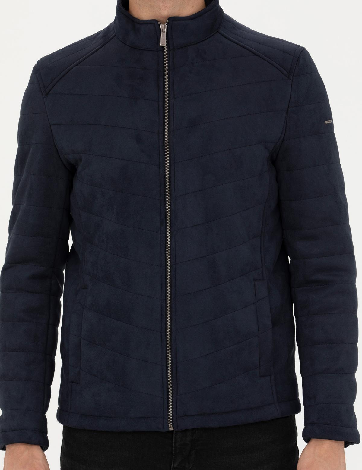 Lacivert Suni Deri Ceket - 50280257002