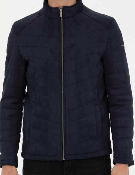 Lacivert Suni Deri Ceket - 50280257002