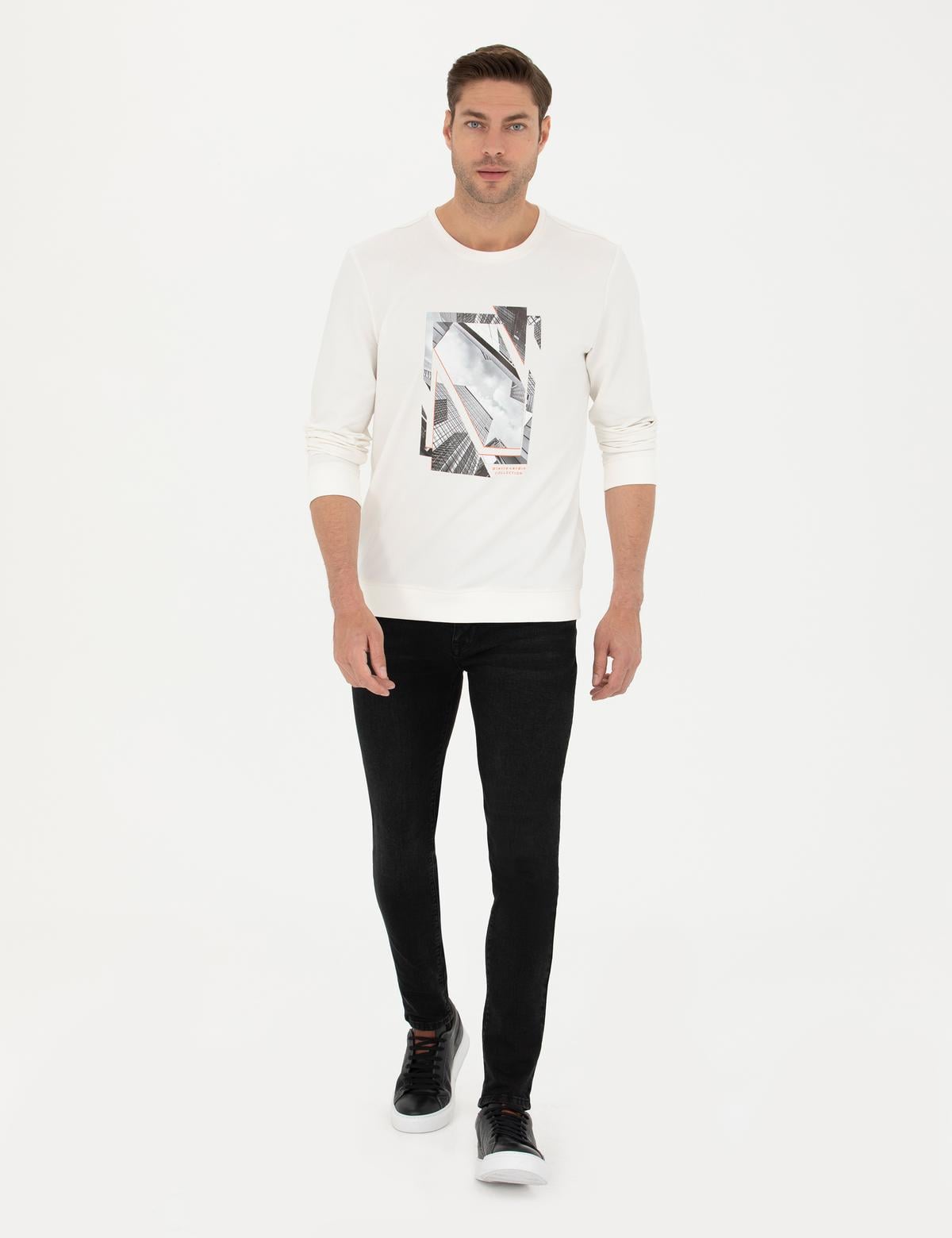 Ekru 2 İplik Regular Fit Bisiklet Yaka Sweatshirt - 50273418014