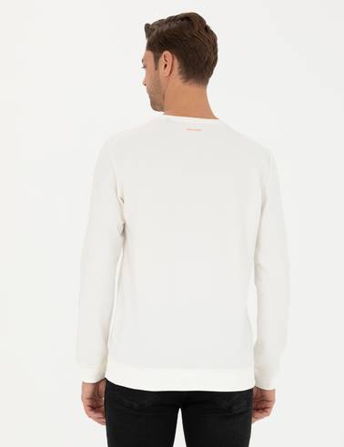 Ekru 2 İplik Regular Fit Bisiklet Yaka Sweatshirt