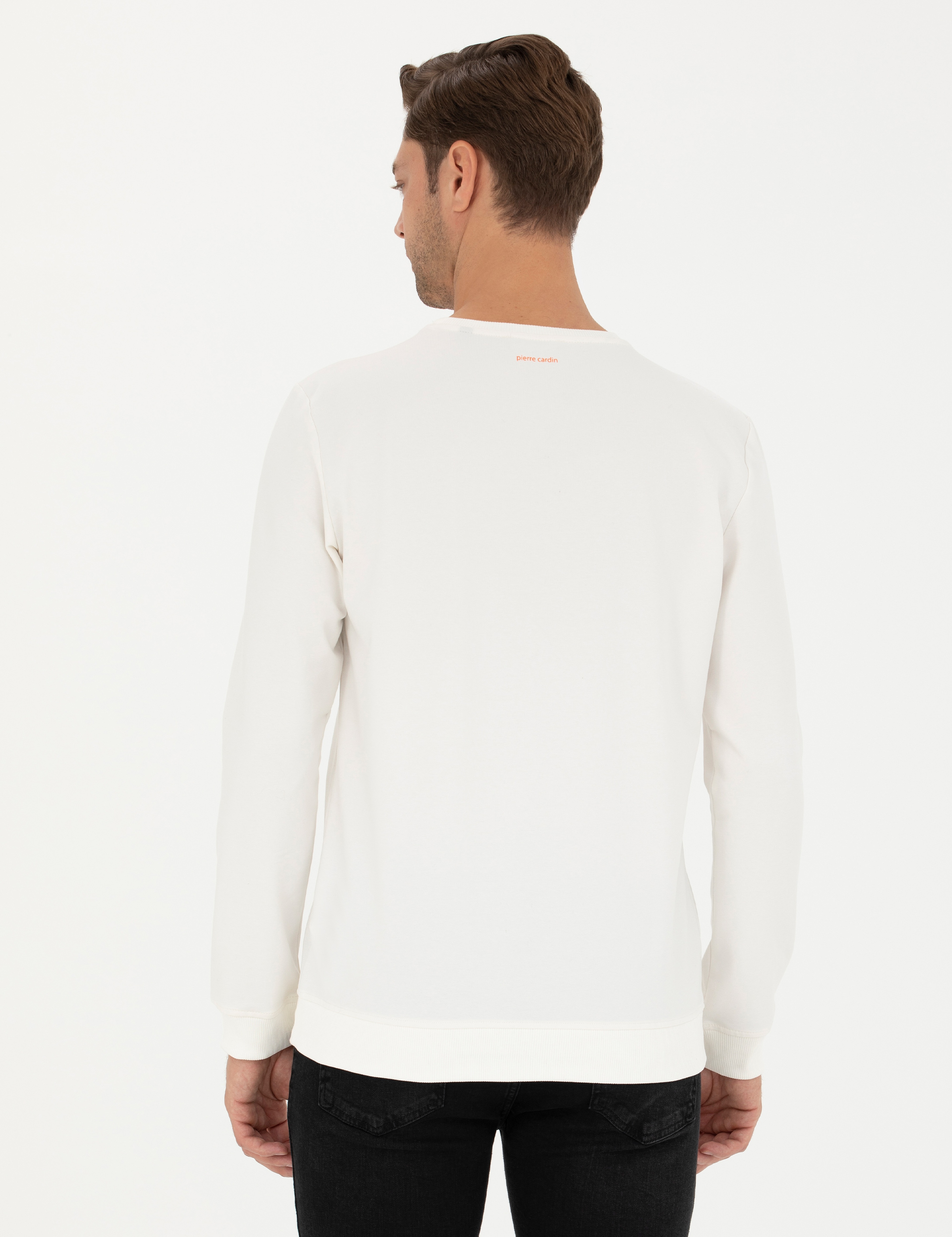 Ekru 2 İplik Regular Fit Bisiklet Yaka Sweatshirt - Image 5