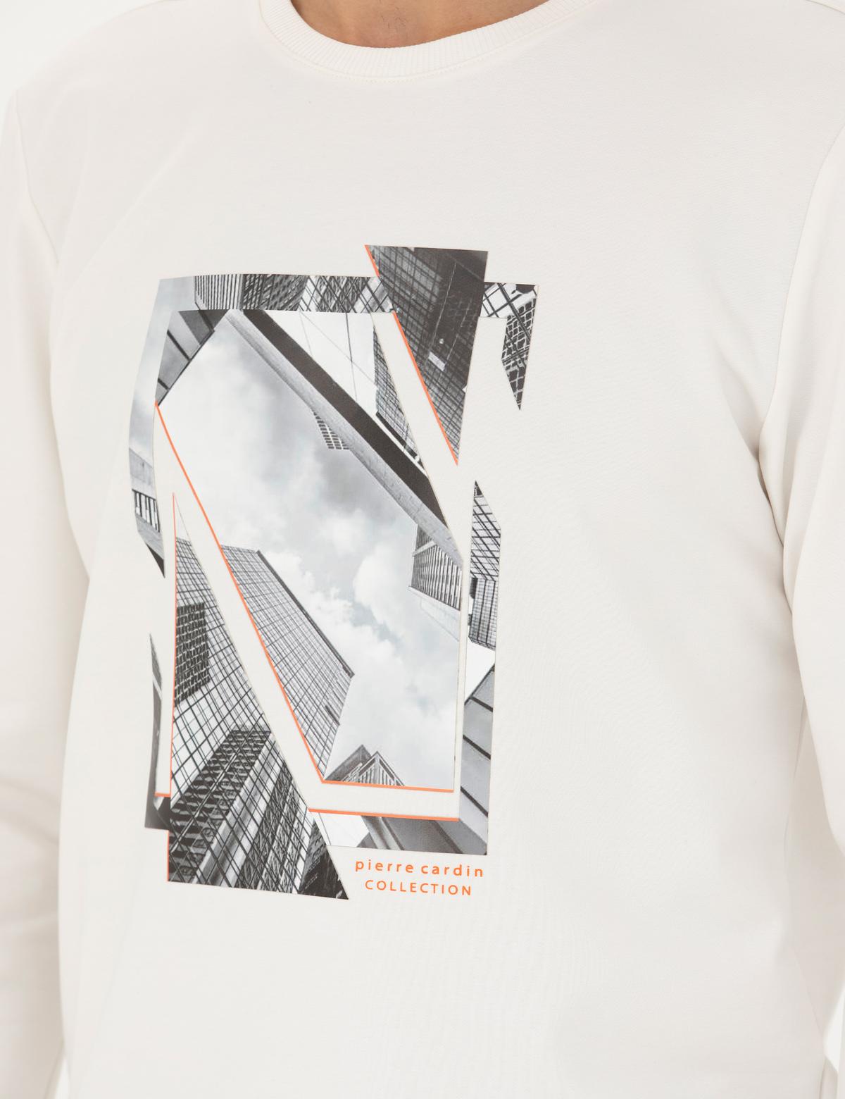 Ekru 2 İplik Regular Fit Bisiklet Yaka Sweatshirt - 50273418014