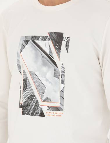 Ekru 2 İplik Regular Fit Bisiklet Yaka Sweatshirt