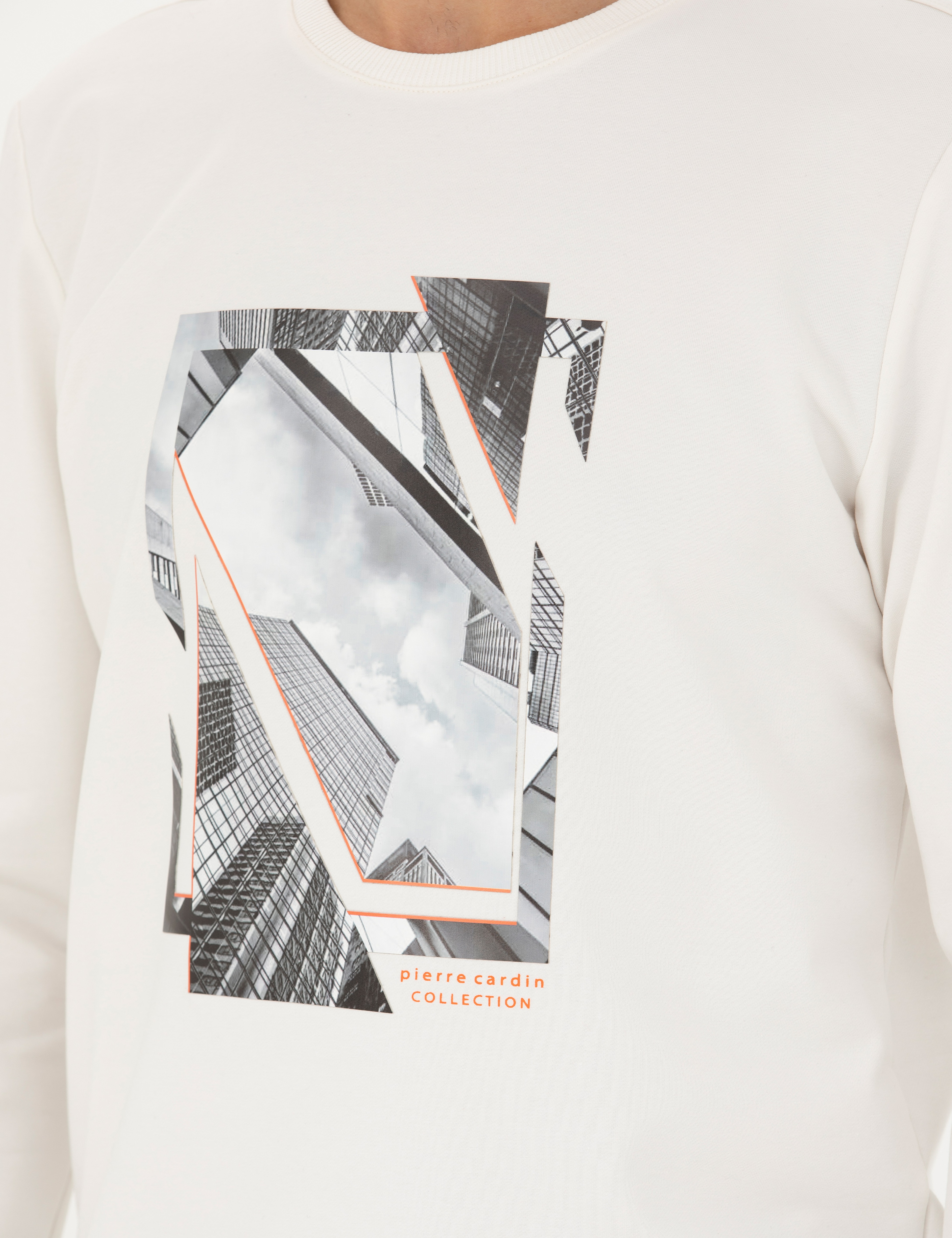 Ekru 2 İplik Regular Fit Bisiklet Yaka Sweatshirt - Image 7
