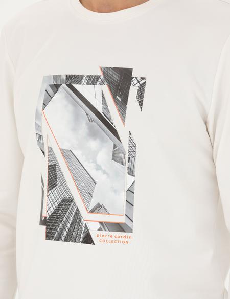 Ekru 2 İplik Regular Fit Bisiklet Yaka Sweatshirt - 50273418014