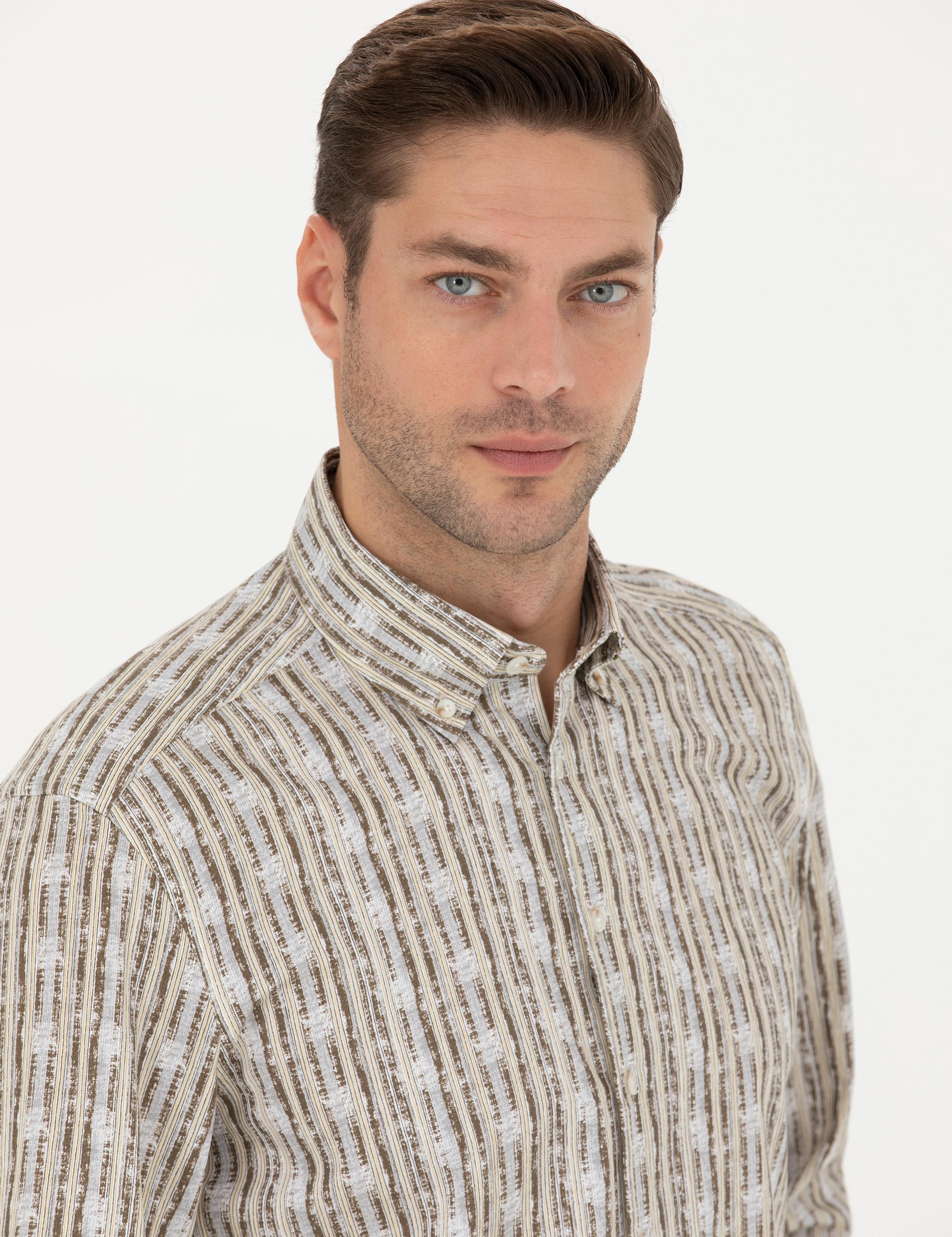 Haki Regular Fit Uzun Kollu Gömlek