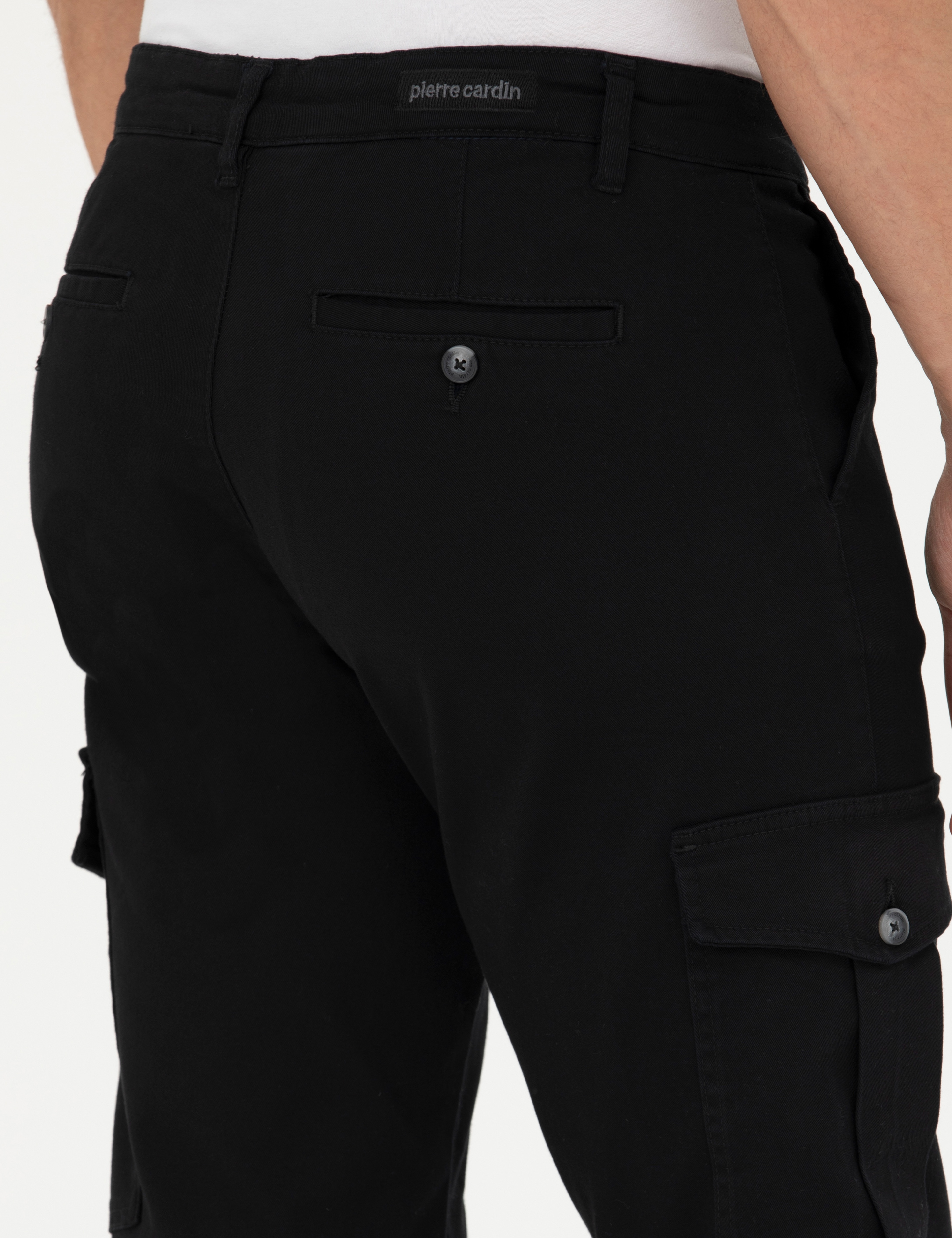 Siyah Slim Fit Kargo Pantolon - Image 7
