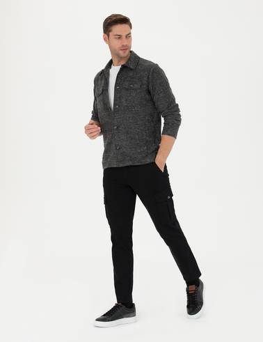 Siyah Slim Fit Kargo Pantolon