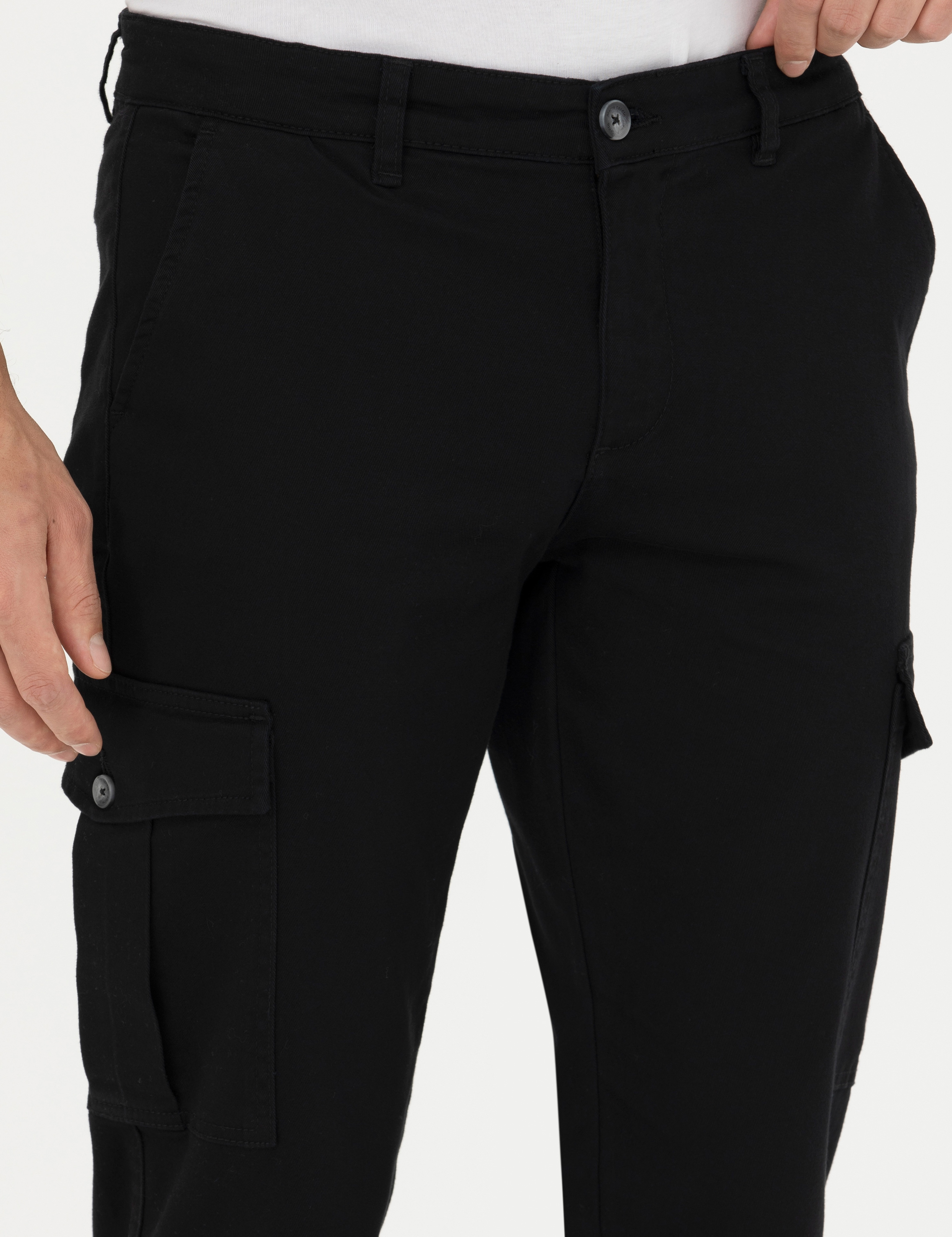 Siyah Slim Fit Kargo Pantolon