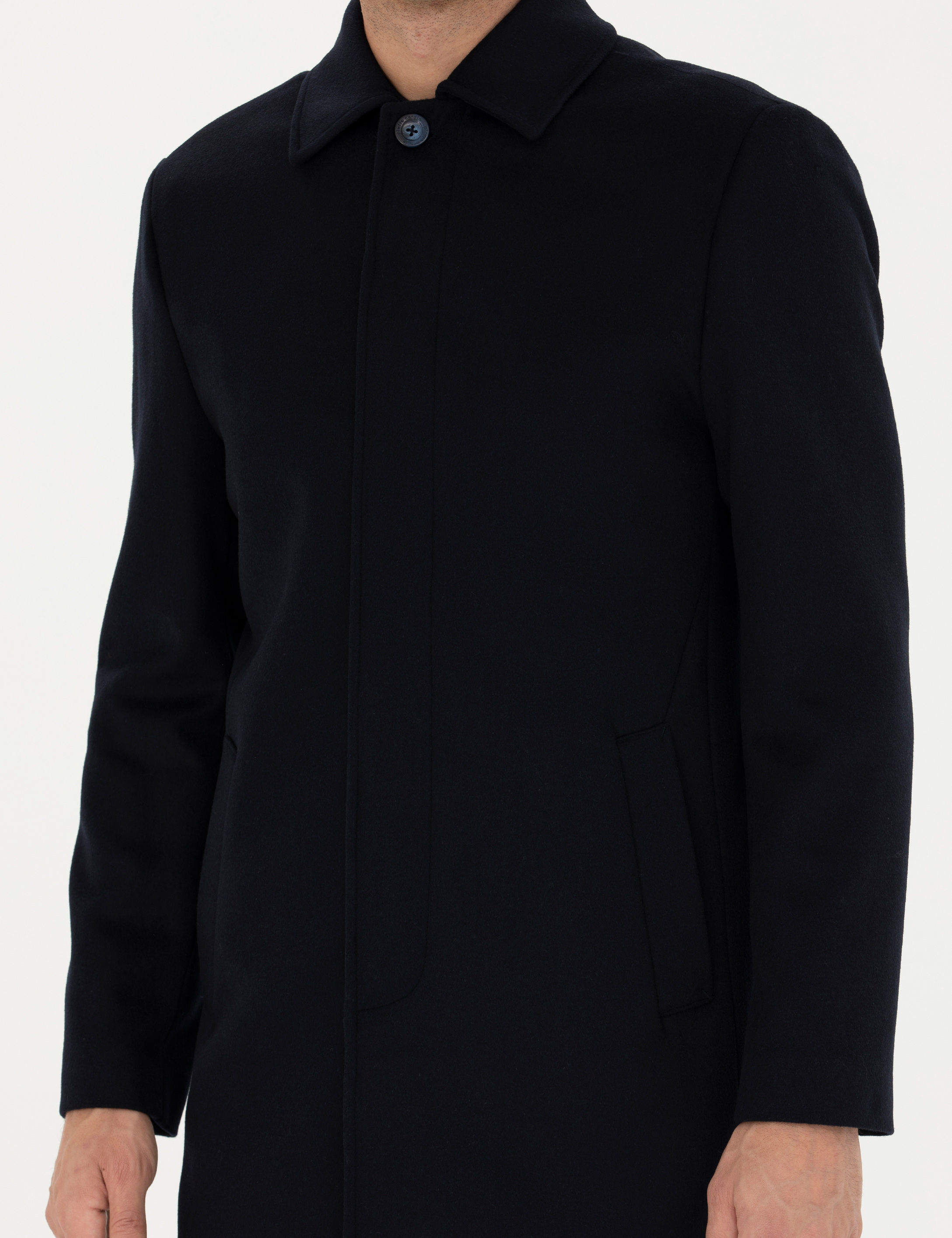 Pierre Cardin Lacivert Yün Karışımlı Slim Fit Kaşe Kaban görsel 6
