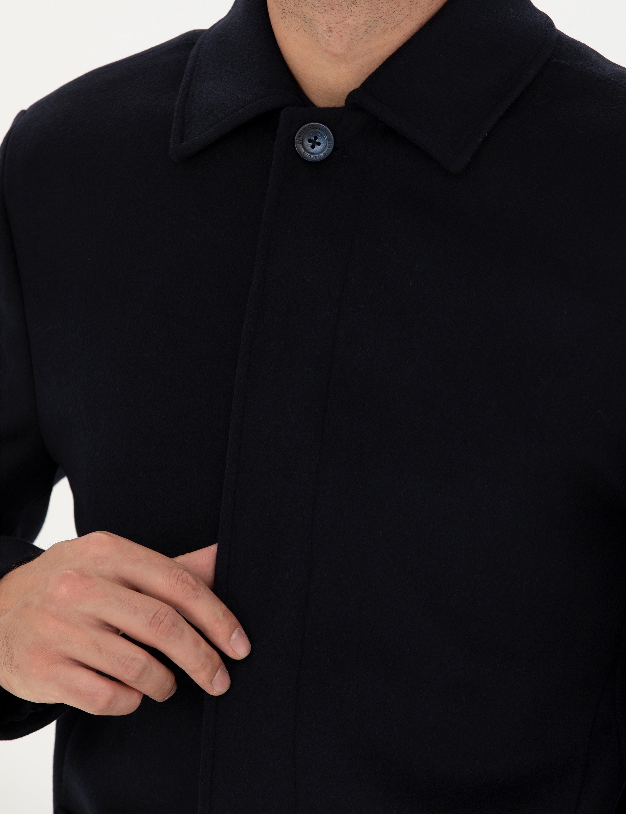Pierre Cardin Lacivert Yün Karışımlı Slim Fit Kaşe Kaban görsel 7