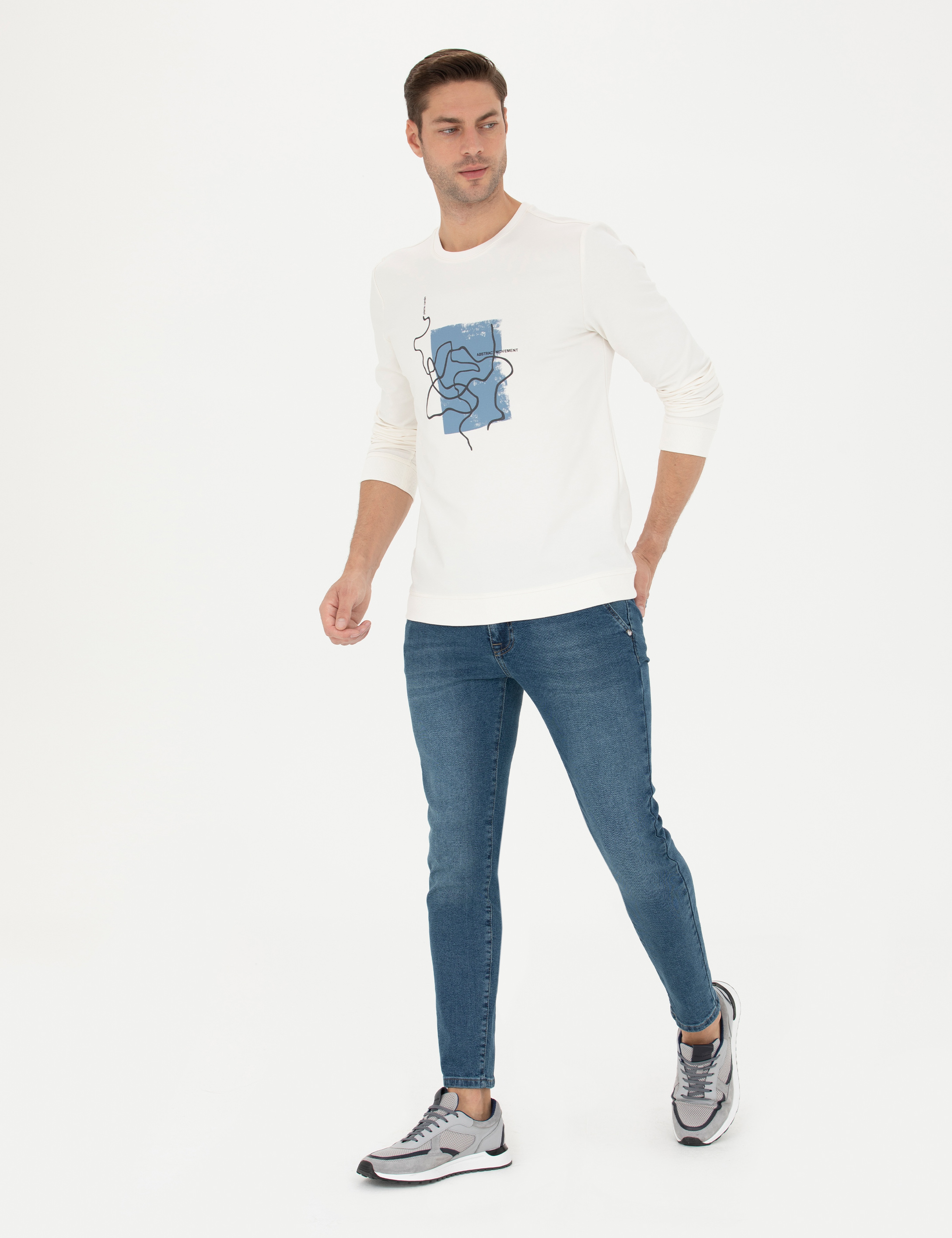 Mavi Slim Fit Beli Lastikli Jean Pantolon - Image 3