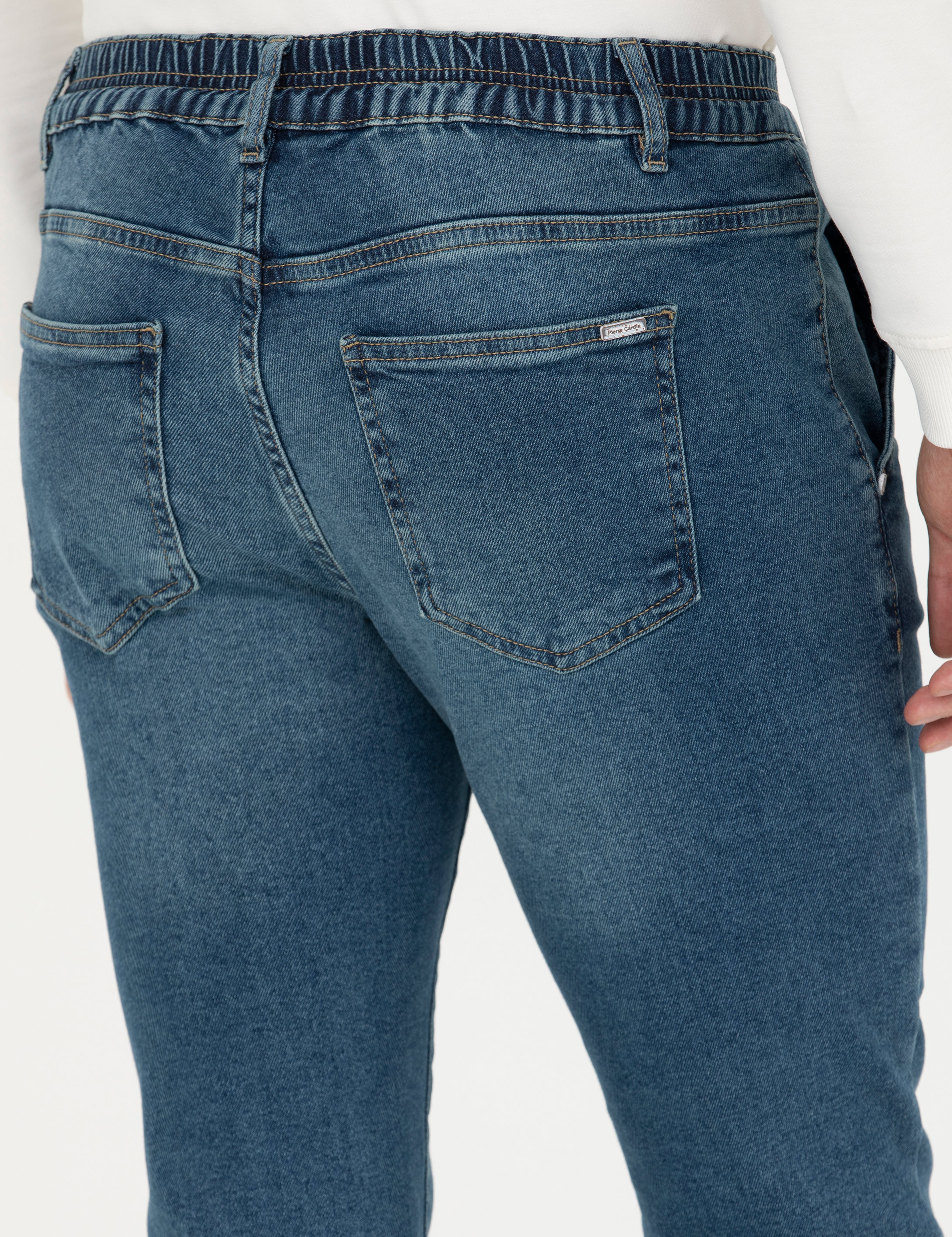 Mavi Slim Fit Beli Lastikli Jean Pantolon - Image 7