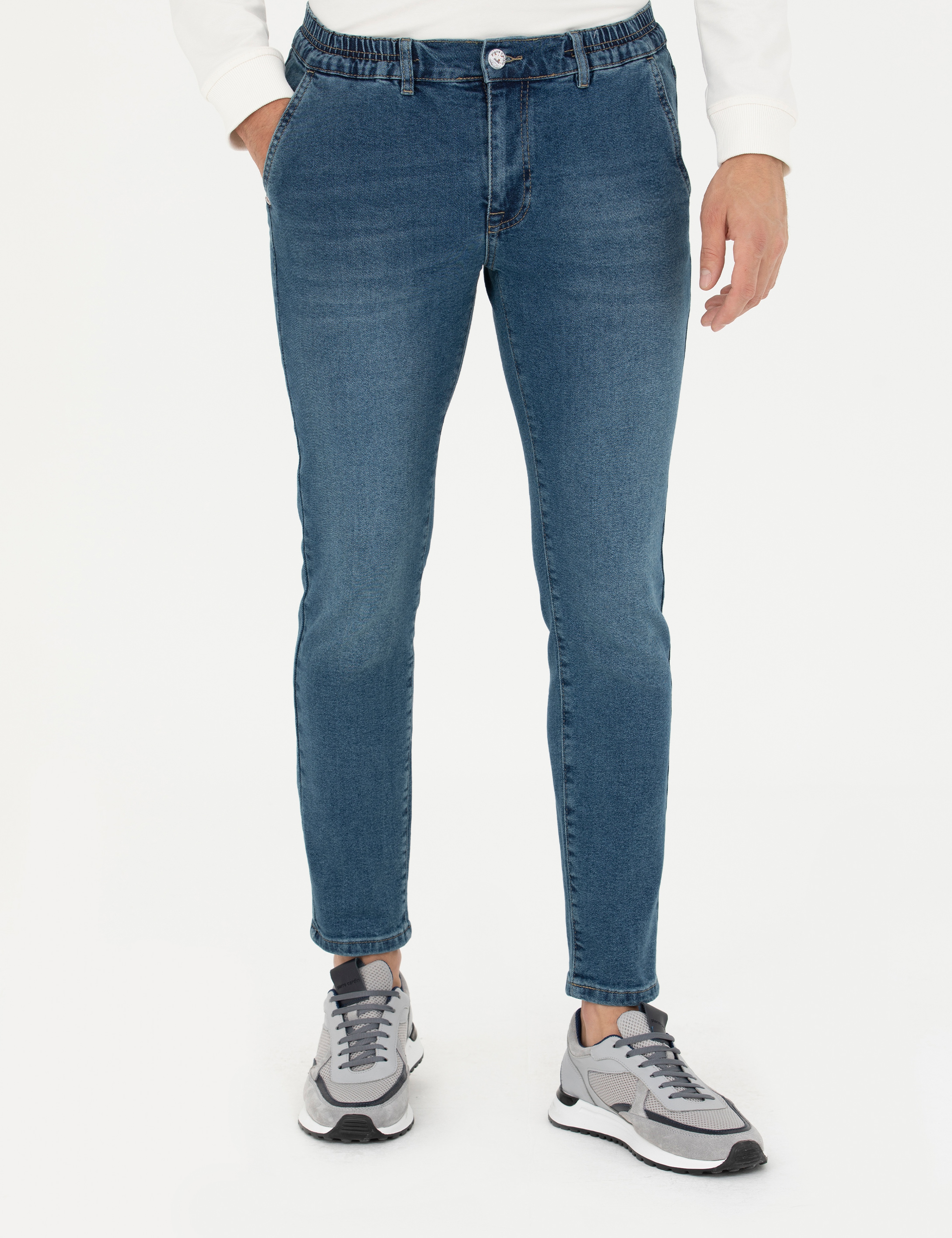 Mavi Slim Fit Beli Lastikli Jean Pantolon - Image 2
