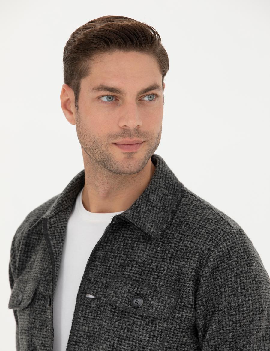 Antrasit Regular Fit Örme Gömlek