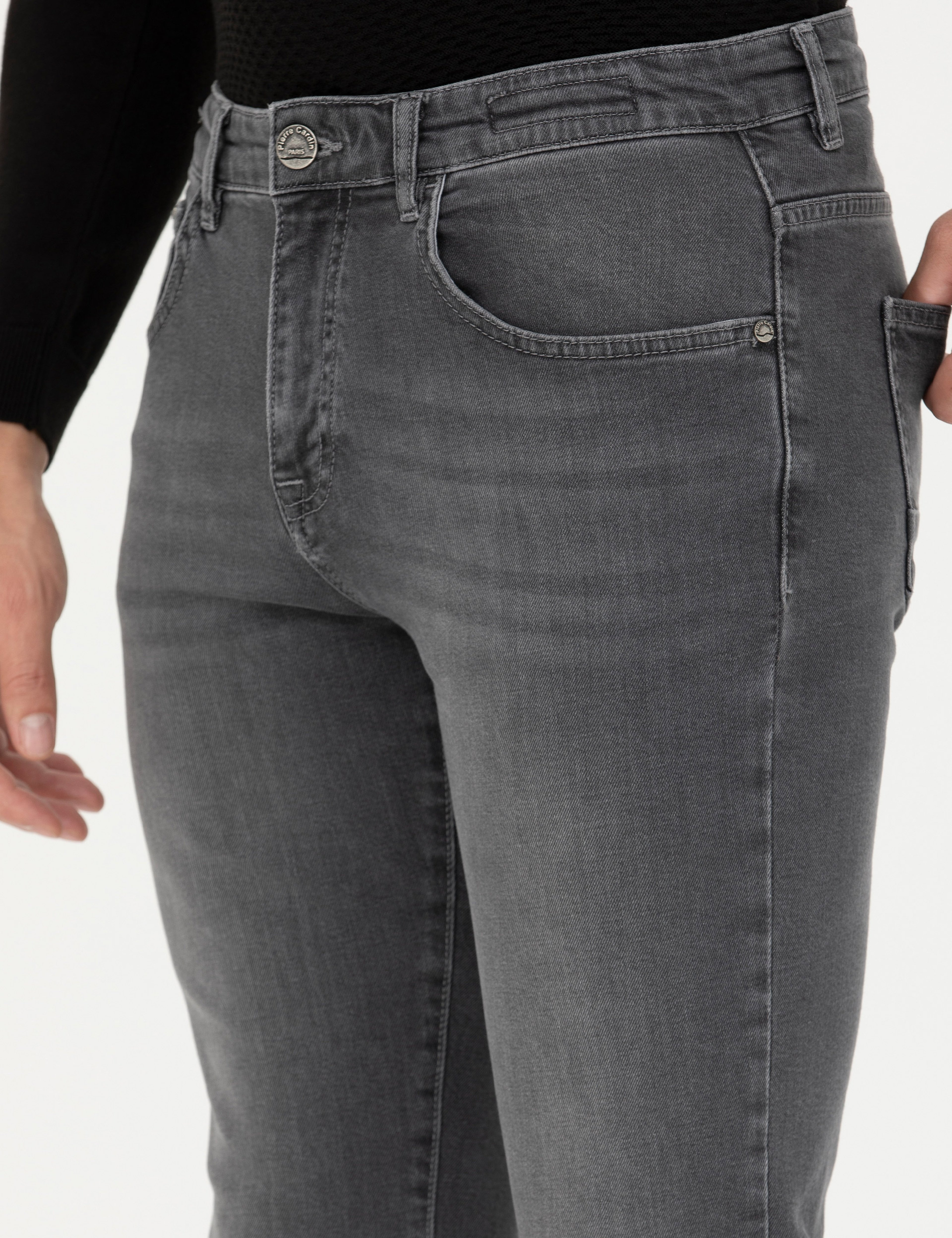 Gri Slim Fit Jean Pantolon - Image 6
