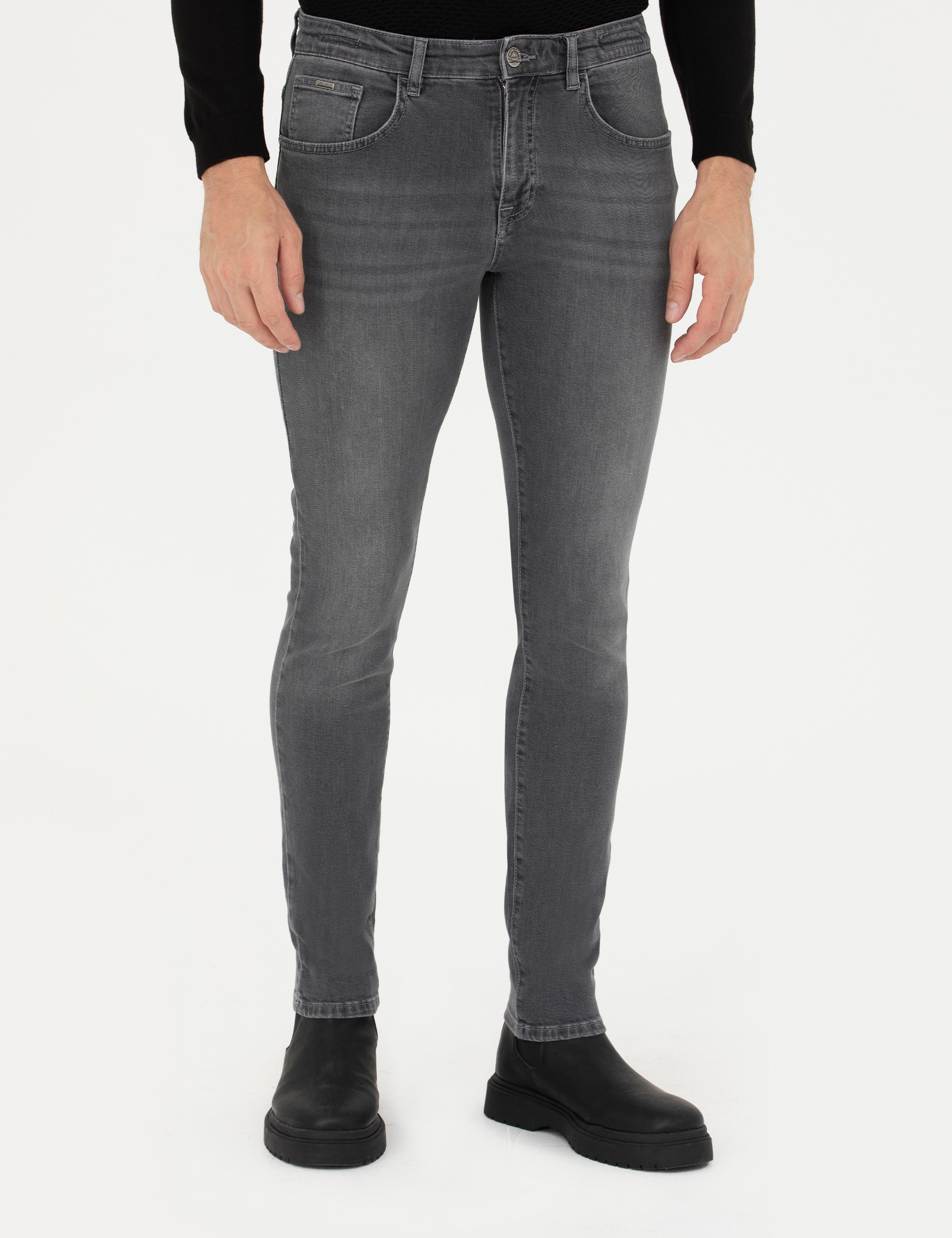 Gri Slim Fit Jean Pantolon - Image 2