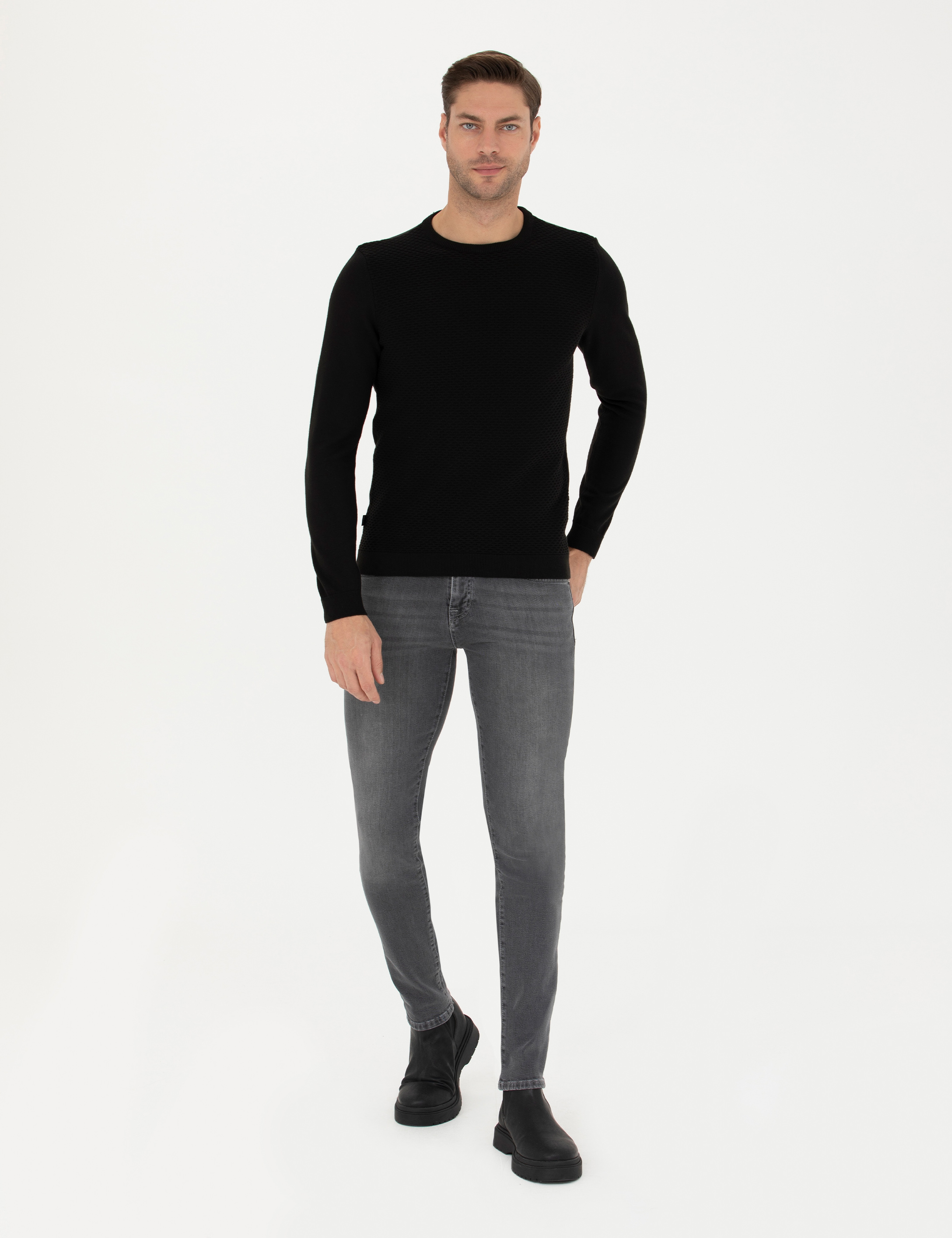 Gri Slim Fit Jean Pantolon