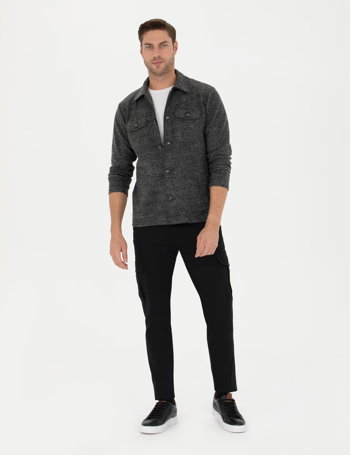 Siyah Slim Fit Kargo Pantolon