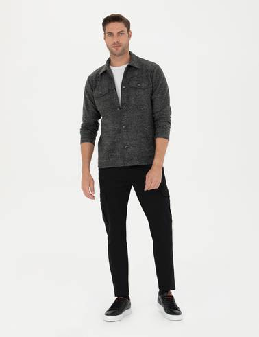 Siyah Slim Fit Kargo Pantolon