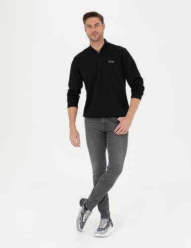 Siyah Regular Fit Sweatshirt