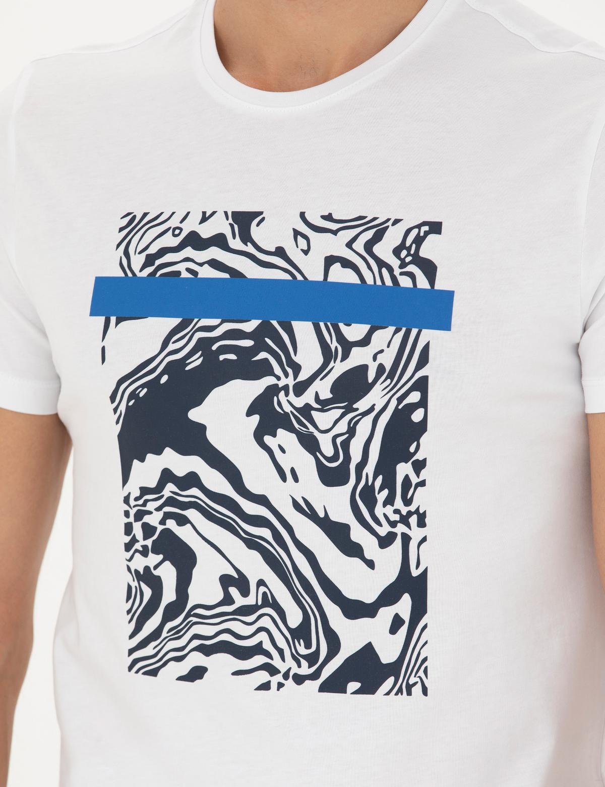 Beyaz Slim Fit Tişört - 50272814008