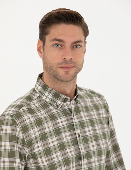 Haki Slim Fit Uzun Kollu Gömlek - 50277446026
