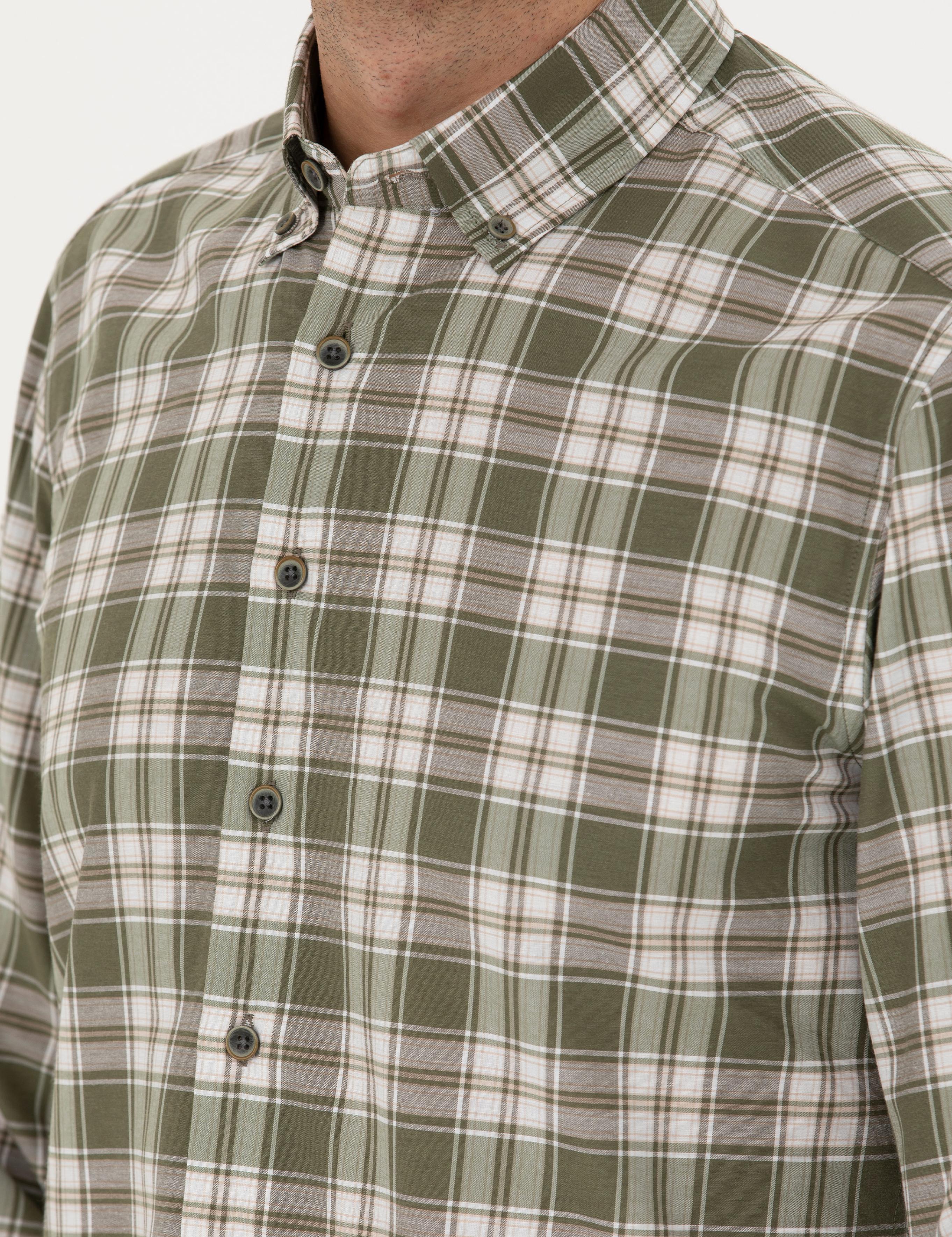 Haki Slim Fit Uzun Kollu Gömlek